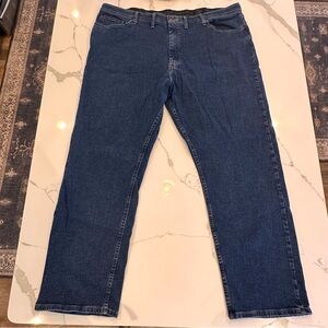 Wrangler Authentics Mens Blue Jeans Size 46 x 32 Straight Leg Dark Wash